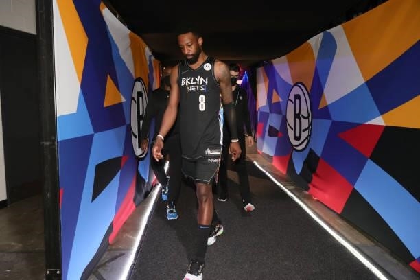 Jeff Green of the Brooklyn Nets walks off the court after the game against the Milwaukee Bucks during Round 2, Game 5 of the 2021 NBA Playoffs on...