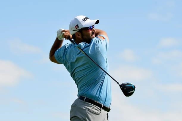 Mario Galiano Aguilar of Spain tees off on the 16th hole during Day Two of the Challenge de Espana at Iberostar Real Club de Golf Novo Sancti Petri...