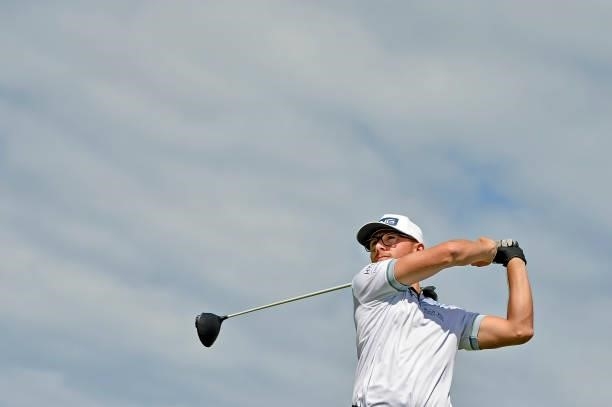 George Bloor of England tees off on the 16th hole during Day Two of the Challenge de Espana at Iberostar Real Club de Golf Novo Sancti Petri on June...
