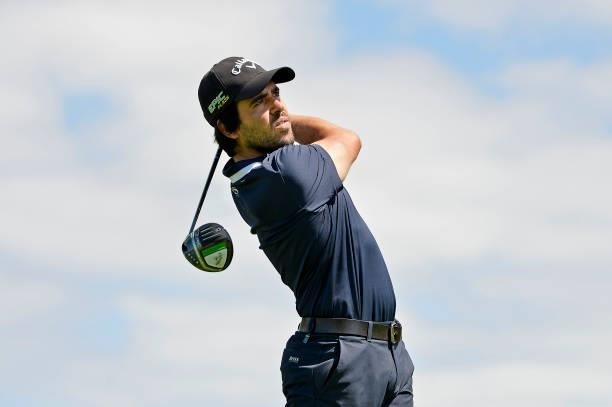 Javier Ballesteros of Spain tees off on the sixteen hole during Day Two of the Challenge de Espana at Iberostar Real Club de Golf Novo Sancti Petri...