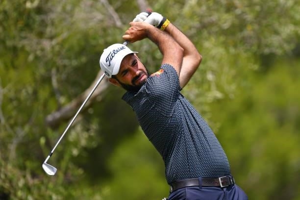 Santiago Tarrio of Spain tees off on the ninth hole during Day Two of the Challenge de Espana at Iberostar Real Club de Golf Novo Sancti Petri on...