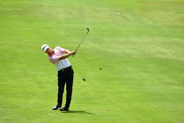 Henric Sturehed of Sweden plays his second shot on the eight hole during Day Two of the Challenge de Espana at Iberostar Real Club de Golf Novo...