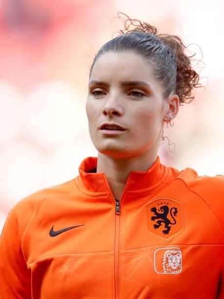 Dominique Janssen of Holland Women during the International Friendly Women match between Holland v Norway at the De Grolsch Veste on June 15, 2021 in...