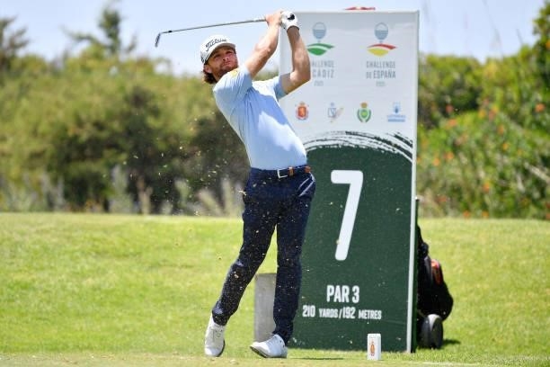 Blake Windred of Australia tees off on the seventh hole during Day Two of the Challenge de Espana at Iberostar Real Club de Golf Novo Sancti Petri on...