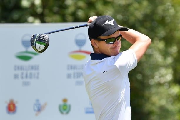 Daan Huizing of the Netherlands tees off on the thirth hole during Day Two of the Challenge de Espana at Iberostar Real Club de Golf Novo Sancti...