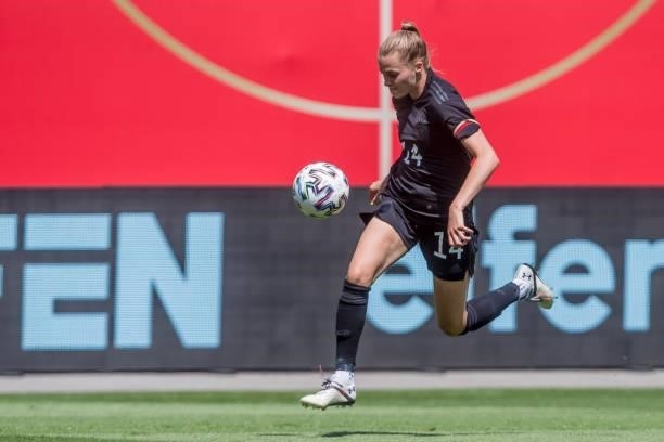 Laura Freigang of Germany controls the Ball during the international friendly match between Germany Women and Chile Women at Stadion Bieberer on June...