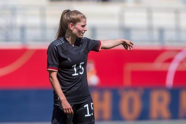 Tabea Wassmuth of Germany gestures during the international friendly match between Germany Women and Chile Women at Stadion Bieberer on June 15, 2021...