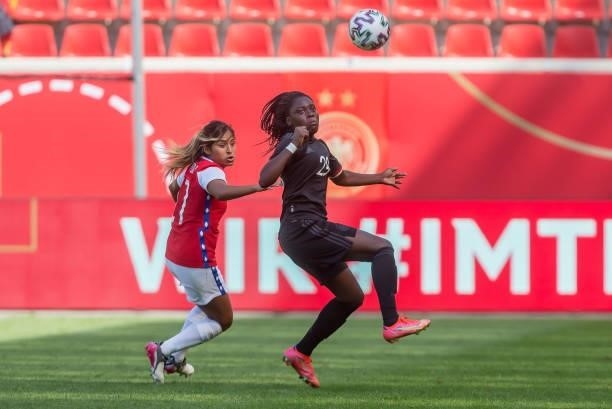 Javiera Toro of Chile and Nicole Anyomi of Germany battle for the ball during the international friendly match between Germany Women and Chile Women...