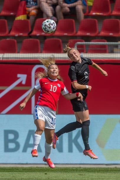 Yanara Aedo of Chile and Sophia Kleinherne of Germany battle for the ball during the international friendly match between Germany Women and Chile...