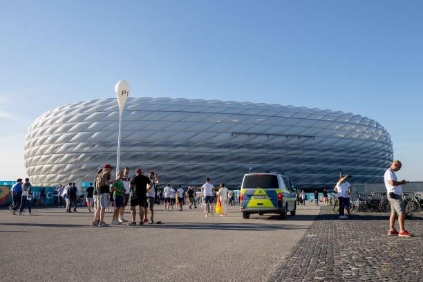 General view outside the stadium with police car prior to the UEFA Euro 2020 Championship Group F match between France and Germany on June 15, 2021...