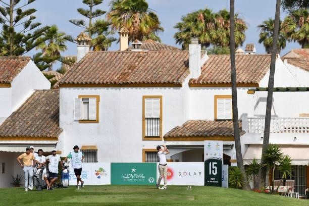 Daan Huizing of the Netherlands tees off on the fifteen hole during Day Two of the Challenge de Espana at Iberostar Real Club de Golf Novo Sancti...