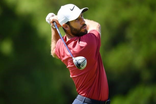 Romain Wattel of France tees off on the sixteen hole during Day Two of the Challenge de Espana at Iberostar Real Club de Golf Novo Sancti Petri on...