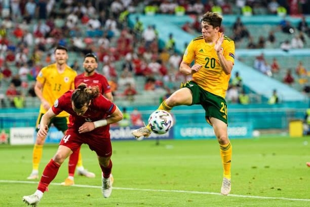 Daniel James of Wales in action during the UEFA Euro 2020 Championship Group A match between Turkey and Wales on June 16, 2021 in Baku, Azerbaijan.