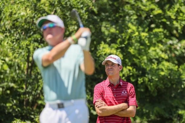 Will Grimmer looks on from the 2nd Tee prior to the Wichita Open Benefitting KU Wichita Pediatrics at Crestview Country Club on June 16, 2021 in...