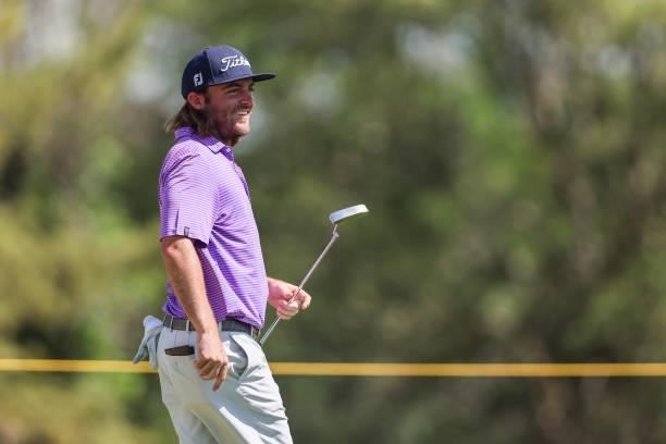 Joey Garber looks on from the 9th green prior to the Wichita Open Benefitting KU Wichita Pediatrics at Crestview Country Club on June 16, 2021 in...