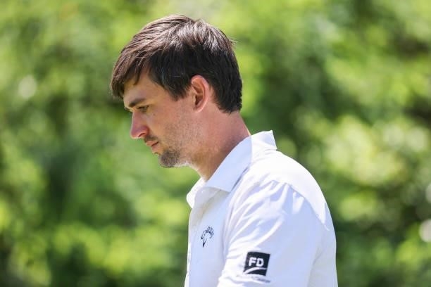 Ollie Schniederjans looks on from the 2nd Tee prior to the Wichita Open Benefitting KU Wichita Pediatrics at Crestview Country Club on June 16, 2021...