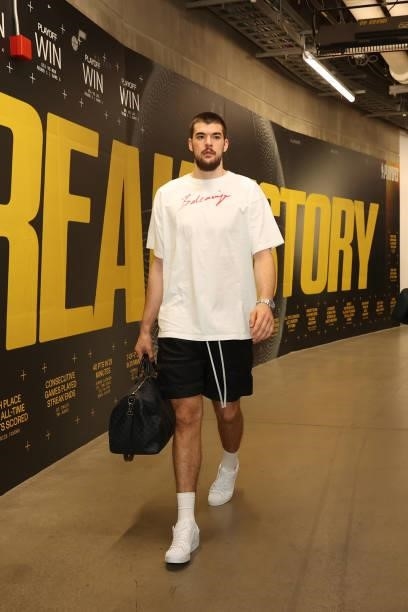 Ivica Zubac of the LA Clippers arrives to the arena before the game against the Utah Jazz during Round 2, Game 5 of the 2021 NBA Playoffs on June 16...