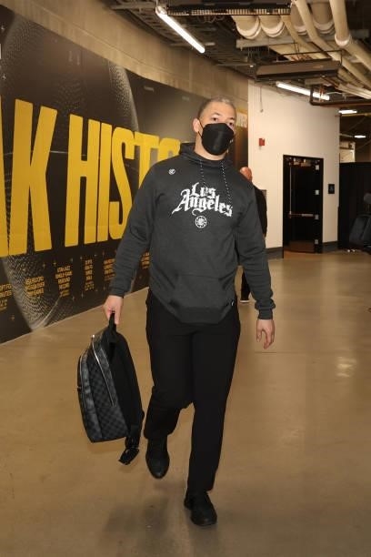 Head Coach Tyronn Lue of the Los Angeles Clippers arrives to the arena before the game against the Utah Jazz during Round 2, Game 5 of the 2021 NBA...