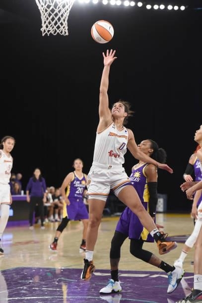 Kia Nurse of the Phoenix Mercury shoots the ball against the Los Angeles Sparks on June 16, 2021 at Los Angeles Convention Center in Los Angeles,...