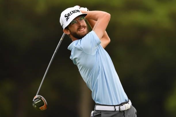 Lucas Vacarisas of Spain tees off on the second hole during Day Three of the Challenge de Espana at Iberostar Real Club de Golf Novo Sancti Petri on...