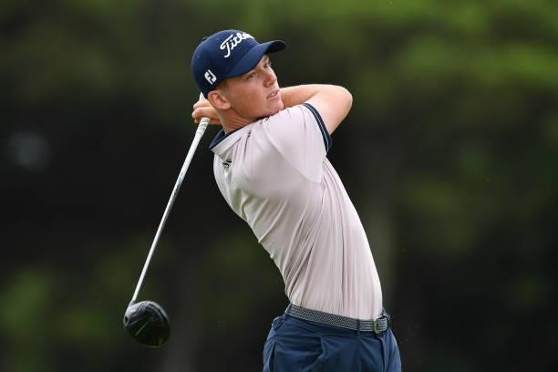 Daniel Hillier of New Zealand tees off on the second hole during Day Three of the Challenge de Espana at Iberostar Real Club de Golf Novo Sancti...