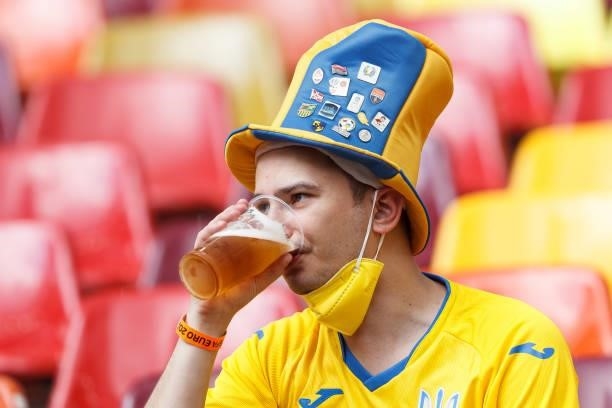 Supporter of Ukraine is seen prior to the UEFA Euro 2020 Championship Group C match between Ukraine and North Macedonia at National Arena on June 17,...