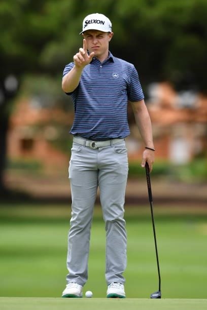 Conor Purcell of Ireland lines before plays his second shot on the twelfth hole during Day Three of the Challenge de Espana at Iberostar Real Club de...