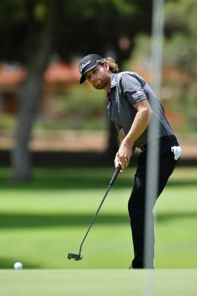 Blake Windred of Australia plays his second shot on the twelfth hole during Day Three of the Challenge de Espana at Iberostar Real Club de Golf Novo...