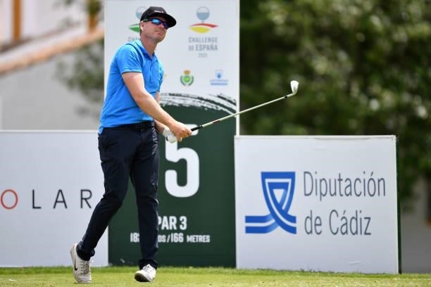 Roope Kakko of Finland tees off on the fifteenth hole during Day Three of the Challenge de Espana at Iberostar Real Club de Golf Novo Sancti Petri on...