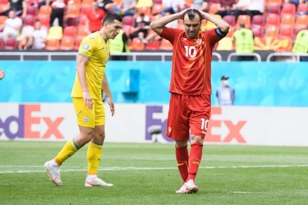 Goran Pandev of North Macedonia looks dejected during the UEFA Euro 2020 Championship Group C match between Ukraine and North Macedonia at National...