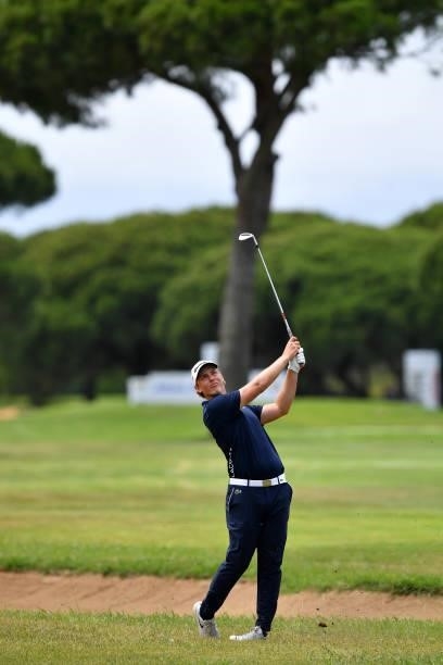 Kristoffer Reitan of Norway plays his second shot on the sixteen hole during Day Three of the Challenge de Espana at Iberostar Real Club de Golf Novo...