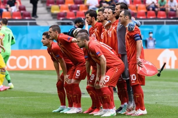Players of North Macedonia are seen during the UEFA Euro 2020 Championship Group C match between Ukraine and North Macedonia at National Arena on...