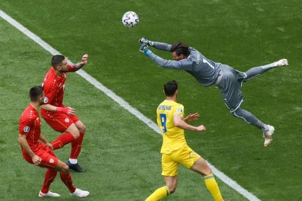 Goalkeeper Stole Dimitrievski from North Macedonia team in action during the UEFA Euro 2020 Championship Group C match between Ukraine and North...