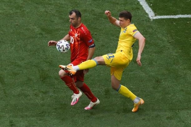 Goran Pandev control the ball during the UEFA Euro 2020 Championship Group C match between Ukraine and North Macedonia at National Arena on June 17,...