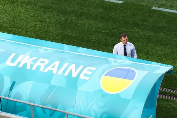 The manager of the Ukraine team Andrei evcenko during the UEFA Euro 2020 Championship Group C match between Ukraine and North Macedonia at National...