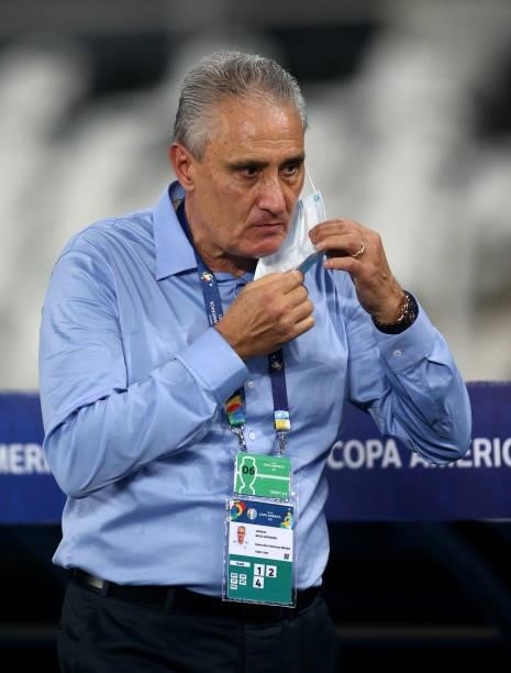Tite Bacchi ,Head Coach of Brazil looks on ahead of the match between Brazil and Peru as part of Conmebol Copa America Brazil 2021 at Estadio...