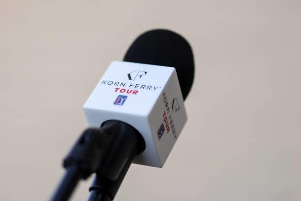 Korn Ferry Tour microphone is seen during the first round of the Wichita Open Benefitting KU Wichita Pediatrics at Crestview Country Club on June 17,...