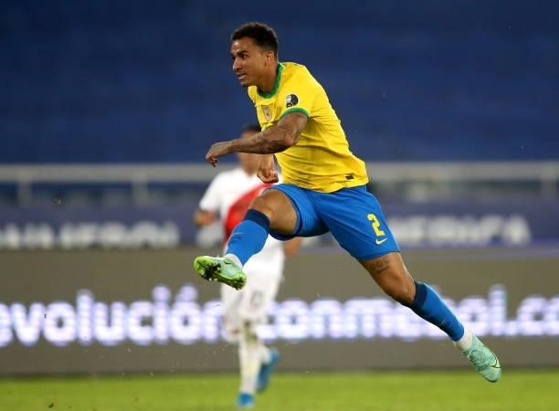 Danilo of Brazil in action during the match between Brazil and Peru as part of the Conmebol Copa America Brazil 2021 at Estadio Olímpico Nilton...