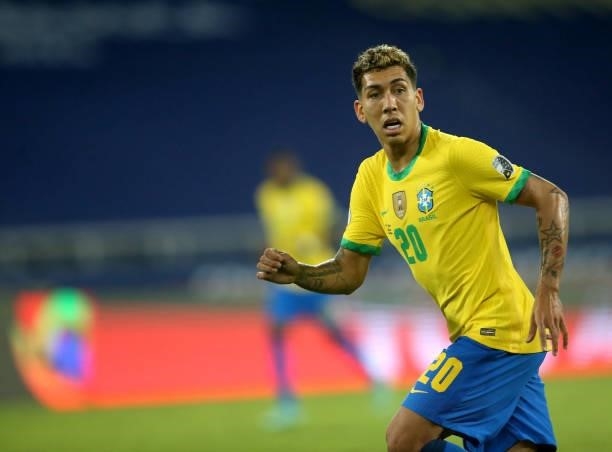 Roberto Firmino of Brazil in action during the match between Brazil and Peru as part of the Conmebol Copa America Brazil 2021 at Estadio Olímpico...