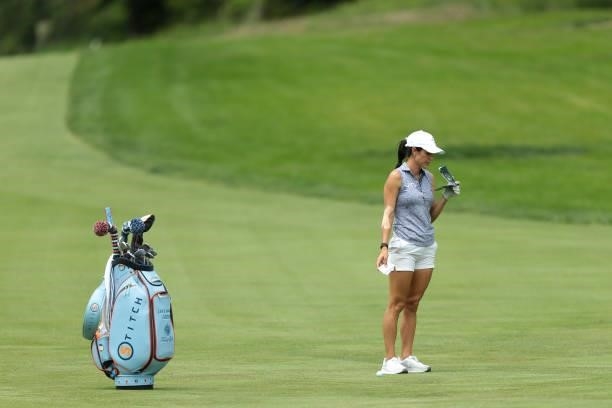 Jaye Marie Green waits on the 16th fairway during the first round of the Meijer LPGA Classic for Simply Give golf tournament at Blythefield Country...