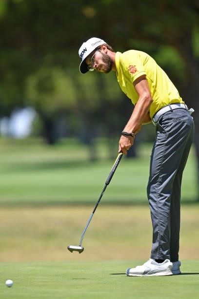 Lucas Vacarisas of Spain plays his second shot on the twelfth hole during Day Four of the Challenge de Espana at Iberostar Real Club de Golf Novo...