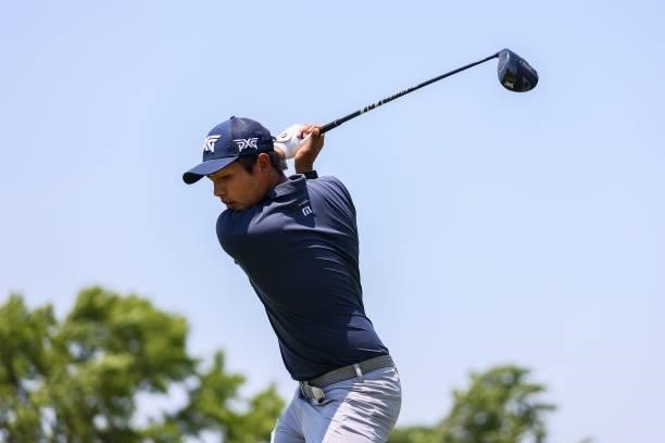 Limbhasut plays his shot from the 10th Tee during the second round of the Wichita Open Benefitting KU Wichita Pediatrics at Crestview Country Club on...