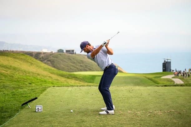 Rick Lamb at the top of his swing as he plays his shot from the third tee during the first round of the 121st U.S. Open on the South Course at Torrey...