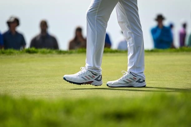Detail of the USA Adidas shoes of Dustin Johnson during the first round of the 121st U.S. Open on the South Course at Torrey Pines Golf Course on...