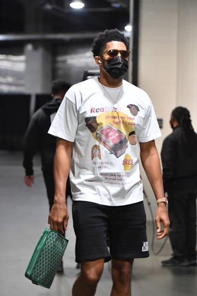 Tobias Harris of the Philadelphia 76ers arrives prior to a game against the Atlanta Hawks during Round 2, Game 6 of the Eastern Conference Playoffs...