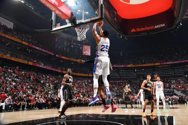 Ben Simmons of the Philadelphia 76ers shoots the ball against the Atlanta Hawks during Round 2, Game 6 of the Eastern Conference Playoffs on June 18,...