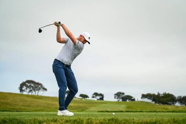 Daniel Berger at the top of his swing as he plays his shot from the second tee during the second round of the 121st U.S. Open on the South Course at...