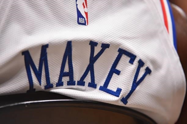 Close up view of the jersey of Tyrese Maxey of the Philadelphia 76ers during Round 2, Game 6 of the Eastern Conference Playoffs on June 18, 2021 at...