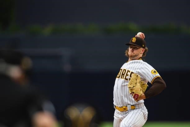 Chris Paddack of the San Diego Padres pitches in the first inning against the Cincinnati Reds on June 18, 2021 at Petco Park in San Diego, California.