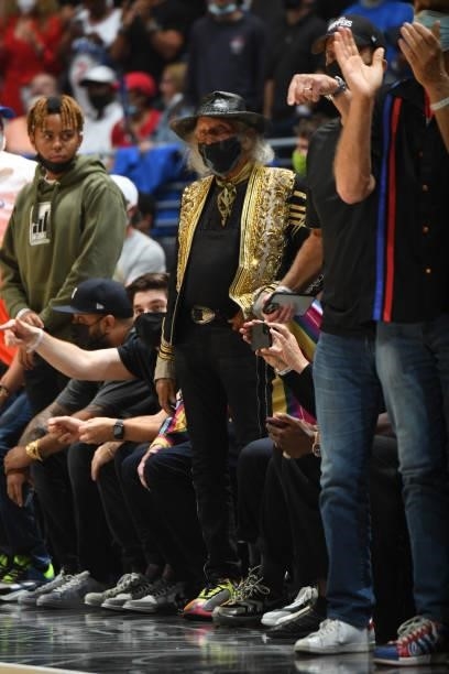 Superfan James Goldstein attends the LA Clippers game against the Utah Jazz during Round 2, Game 6 of the 2021 NBA Playoffs on June 18, 2021 at...